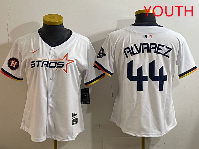 Youth Houston Astros 44 Alvarez White three generations Joint Name Nike 2025 MLB Jersey style 10